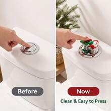 2pcs Christmas Toilet Flush Button, Christmas Tree, Christmas Gift, Creative Bathroom Water Tank Switch Button, Cute Toilet Sticker - Multi-color - View 8