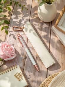 Personalized Ballpoint Pen Set With Faux Leather Pen Case, Customizable Engraved Pen Case, Women's Gift | Teacher's Birthday Gift - Sets - View 8