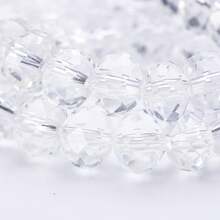 手工珠飾用扁圓玻璃珠 8mm/6mm/4mm (60/80/115顆) 可重複使用散珠 DIY 手作配件，亮面藍綠色 - 白色 - 查看 4