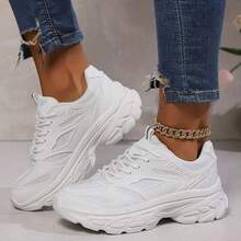 Women's Solid Color Breathable Fashion Casual Lightweight Walking Shoes Sneakers - White - View 5