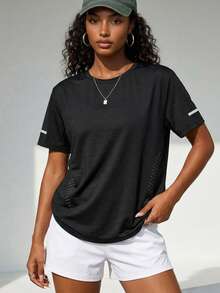 Women's Summer Quick-Dry Short Sleeve Top, - Black - View 1