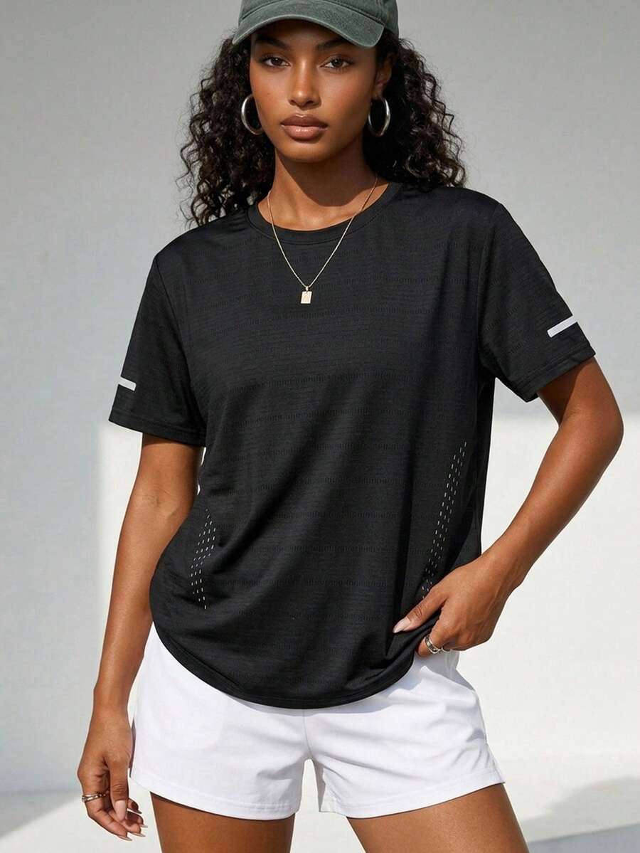 Women's Summer Quick-Dry Short Sleeve Top, - Black - View 1