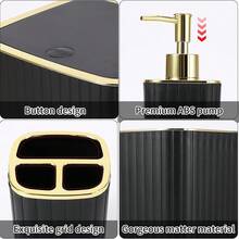 11-Piece Bathroom Accessories Set, Multi-Functional Luxury Vertical Striped Gold-Plated Light Luxury Bathroom Accessory Kit, Suitable For Home And Hotel Use - Multicolor - View 10