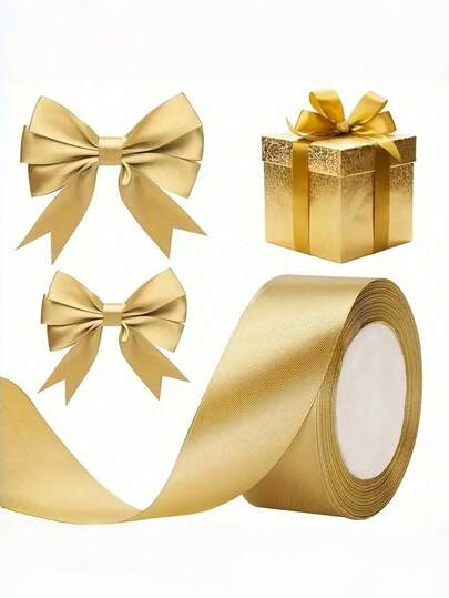 25 Size Champagne Gold Ribbon 1.57/0.98/0.39 Inches Wide, Champagne Gold Ribbon Gift Packaging, Floral Arrangement, Handicrafts, Christmas, Wedding Parties, Bow Handmade Diy