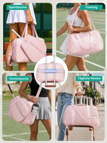 25L Tennis Racket Bag Medium Sports Duffel With Detachable Racket Sleeve Multi Pocket Gym Travel Bag For Adults Tennis Badminton Pickleball Unisex - Pink - Übersicht 7