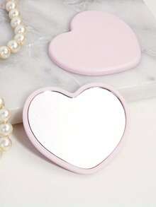 7/3pcs/1pc Heart-Shaped Portable Pocket Mirror, Modern Minimalist Makeup Mirror, High Definition Mini Vanity Mirror For Students, Party Favors, Pink-White-Green-Black - Multi-color - View 17
