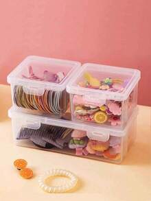 Portable Hair Accessory Storage Box, Desktop Organizer, Suitable For Storing Hair Clips, Hair Ties, Safety Pins, Erasers And Other Small Items. - Clear - View 2