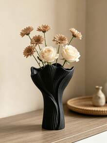 Twisted Ribbed Vase, Wavy Ruffled Vase, Modern Minimalist Decor, Living Room Bedroom Dining Table Office Aesthetic Centerpiece, Decorative Vase, Unique Artistic Sculpture Vase, Bohemian Style Home Desktop Decoration Ornament, Fashionable Gift Creative - A - View 6