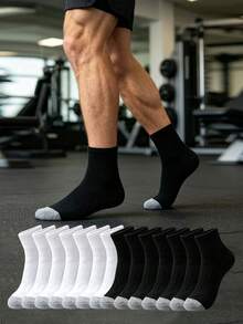 1/7/14/20 Pairs Grey Sole Short Mid-Calf Socks, All-Season Men's Outdoor Sports Mid-Calf Socks - Multicolor - View 2
