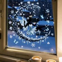 1Pc Static Window Cling, Ballerina Butterfly Winter Christmas Window Sticker,Removable Reusable Glass Decal For Kids Girls Room Home Holiday Decor - Multicolor - View 6