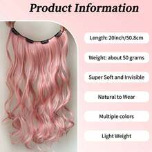 1pc Wavy Synthetic Hair Extension With Clips, Suitable For Adding Colorful Highlights, Anti-Frizz Design, Perfect For Summer Street Style, Halloween Eye-Catching Accessory - Multicolor - View 2