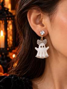 1 Pair Cute Cartoon Ghost Earrings, Designed For Daily Wear, Holidays, Parties And Halloween, Exquisite Gift - Multicolor - View 3