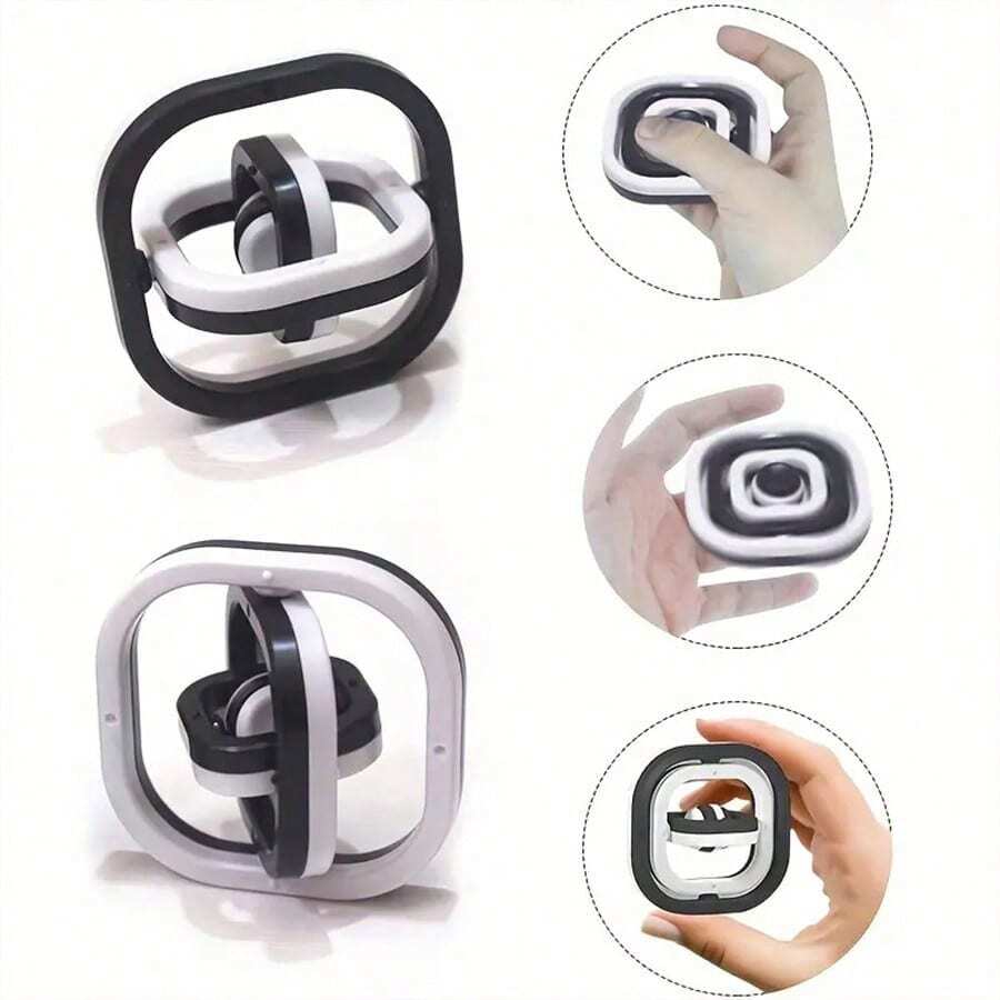 1 buah Mainan Putar Cincin Universal Hitam & Putih - Desain Struktur Cincin Berlapis Ganda - Putaran Bebas di Berbagai Sudut - Tepi Cincin Halus dan Dipoles - Warna Kontras Hitam & Putih Minimalis - Bentuk Geometris 3D - Ornamen Dekorasi Meja Kreatif Portabel dan Ringkas - Mainan Gelisah yang Menyenangkan - MultiWarna - View 1