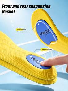 1 Pair Unisex PU Arch Support Sports Shoe Insoles, Anti-Slip Massage High Elastic Shock-Absorbing Sweat-Wicking Breathable Full-Length Shoe Pads, Shoe & Boot Accessories - Blue - View 4