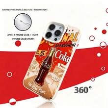 Coca Cola Coca-Cola Officially Licensed Phone Case, Two Pieces Set/One Leather Texture Bubble Pattern Phone Case One White Lanyard. Compatible With IPhone18 Pro 8 Pro Max IPhone 18 Duo 17, 17 Pro, 17 Pro Max, 11, 12 1, Apple 15, 16 Pro, 16 Pro Max, 14 Plus, 16 Plus, 15 Pro,16 Max, And Other Models To Be Adapted. A Perfect Halloween Gift For Family And Friends. - White - View 4