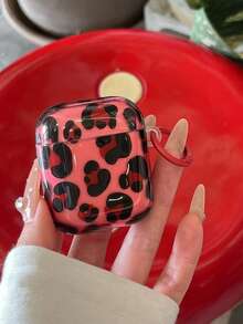Semi-Transparent Sweet Cool Leopard Print Earphone Case For Pods 5, Pro 3, Pods Pro 2, 4th Gen Apple 3 Wireless Bluetooth Earphone Shell, 2nd/3rd Gen Minimalist 1/2 Women's Artistic - Red - View 1