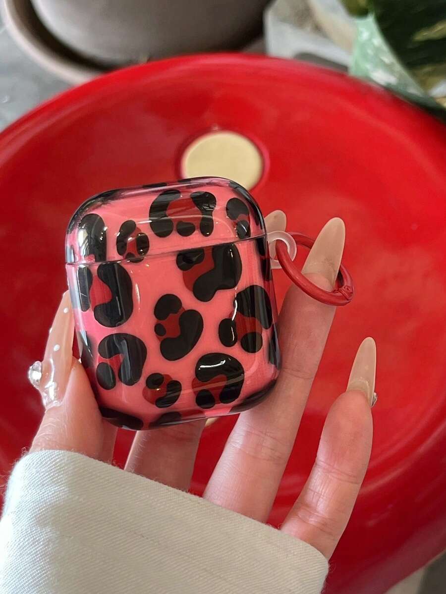 Semi-Transparent Sweet Cool Leopard Print Earphone Case For Pods 5, Pro 3, Pods Pro 2, 4th Gen Apple 3 Wireless Bluetooth Earphone Shell, 2nd/3rd Gen Minimalist 1/2 Women's Artistic - Red - View 1