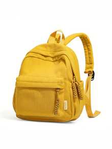 Unisex Corduroy Small Backpack, Casual Travel Bag, Fashionable Minimalist Versatile Commuter Backpack - Multicolor - View 4