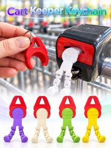Coin-Operated Shopping Cart Lock Keychain, Novel Compact Portable Lightweight Detachable Cart Token Replacement, With Jointed Legs, Christmas Ring Pendant, Gift For Family And Friends, Suitable For Outdoor Supermarket Shopping, Handbags, Backpacks, Belt Loops, Storage Bags - Multicolor - View 1
