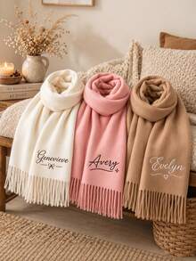 Personalized Embroidered Scarf, Women's Customized Name Scarf, Large Winter Scarf, Personalized Shawl, Gift For Her/Mom - Multicolor - View 10