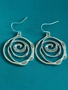 1 Pair Vintage Rectangular Spiral Hoop Earrings, Fashionable Women's Popular Earrings, Multiple Colors And Styles Available, Asymmetrical Hoop Earrings For Men And Women - Half Hoop Earrings - View 4
