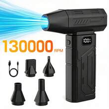 SULVGO 3000mAh Compressed Air Duster, 130,000RPM Ultra-Powerful Cordless Air Duster, 5 Nozzles, Rechargeable Brushless Blower, 6-Speed Adjustable Mini Blower With LED Light, Suitable For Computer/Home/Outdoor/Car Dusting - Handheld - View 2