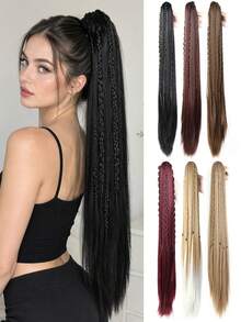 Claw Clip Ponytail Wig, Long Braided Ponytail Hair Extension, Easy Wear Hair Accessory For Daily Party Cosplay - Multicolor - View 1