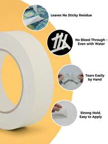 8 Rolls Universal Beige Masking Tape, Suitable For Home, Office, School Supplies, DIY Art, Crafts, Marking. High Performance Masking Tape Is An Excellent Tool For Wall Painting, Decoration, Marking, Covering And Other Tasks. - A - View 8