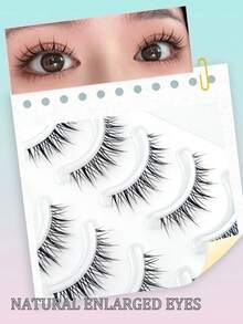 5 Pairs Cartoon Eye Little Devil Invisible Stem Natural Big Eye Eyelashes, Fresh Sweet Tapered Faux Mink Hair, Soft Lightweight Comfortable For Date And Party - Black - View 5