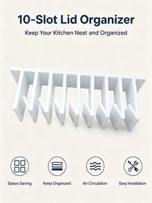 Lid Loft Lid Organizer, Slot Lid Organizer, 5/10-Slot LidLoft Hanging Organizer In Cabinet, Keeps Food-Container Lids Upright, Separated, And Easy To Grab - Without Taking Over Your Cabinet - Regular Model - View 4