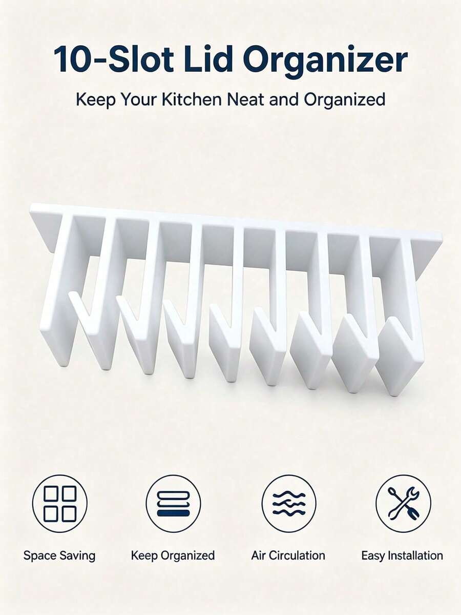 Lid Loft Lid Organizer, Slot Lid Organizer, 5/10-Slot LidLoft Hanging Organizer In Cabinet, Keeps Food-Container Lids Upright, Separated, And Easy To Grab - Without Taking Over Your Cabinet - Regular Model - View 1