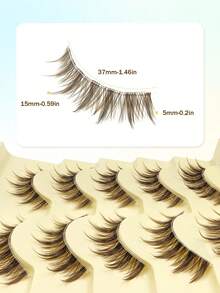 5 Pairs Mocha Brown Kitten Eye Cat Eye Transparent Band Soft Faux Mink Lashes, Enlarge Your Eyes,Natural & Daily Slim And Graceful Eyelashes, Suitable For Party,Work,Appointment,And Daily Makeup - Brown - View 2