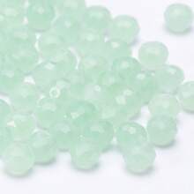 手工珠飾用扁圓玻璃珠 8mm/6mm/4mm (60/80/115顆) 可重複使用散珠 DIY 手作配件，亮藍綠色 - 果綠玉 - 查看 8