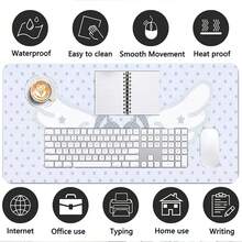 Cute Musical Note Wing PU Leather Desk Mat, Large Anti-Slip Mouse Pad, White Polka Dot Pattern Table Protector, Waterproof Keyboard Mat For Office Gaming Desktop Decor, Aesthetic Kawaii Table Pad For Girls - View 11