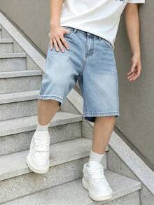 Teenager Retro Loose Denim Shorts - Light Wash - View 4