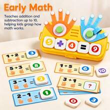 1 Buah - Alat Bantu Matematika untuk Anak, Mainan Hitung Tangan dengan Balok Angka, Mainan Edukasi Montessori untuk Anak Prasekolah, Kotak Penyimpanan Portabel untuk Keterampilan Penjumlahan dan Pengurangan Usia 3-5 Tahun - MultiWarna - View 4