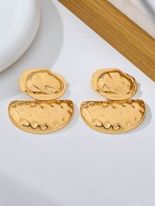 1 Pair Exaggerated Geometric Dangle Earrings For Women, European And American Style - Yellow Gold - View 4