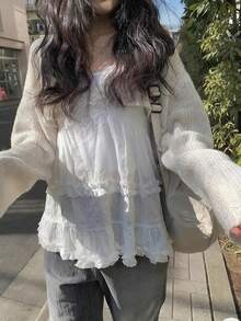 Korean Style Knitted Short Cardigan Shawl Jacket Top For Women - Apricot - View 1