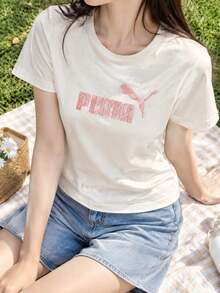 Puma Women's ESS METALLIC No.1 Logo T-Shirt, Short Sleeve, Casual Daily Commute, Outdoor Sports - 694455-87 - View 1