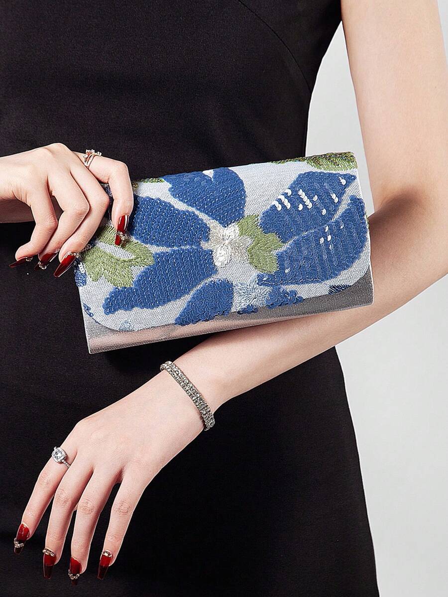 New European And American Fashion Sequin Embroidered Evening Clutch Bag ...