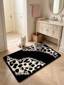 1pc Luxury Leopard Print Decorative Rug, Warm And Soft Decorative Mat, Perfect For Daily Home And Holiday Decor, Decorative Rug, Bedroom Decor, Small Rug, Rug, Home Decor, Living Room Rug, Living Room Small Rug, Bedroom Rug, Living Room Home Decor, Outdoor Rug, Washable Rug - Multicolor - View 3