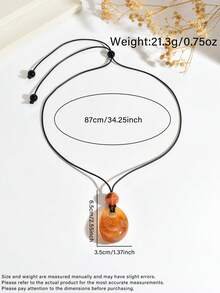 1pc Vintage Creative Fashion Hollow Resin Tie-Dye Water Drop Pendant Adjustable Pull Rope Sweater Chain Suitable For Women Daily Wear, Wedding, Vacation, Banquet - Brown - View 6