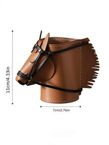 Faux Leather Head Horse Storage Box, Living Room Study Desk Decorative Item Pen Holder Remote Control Makeup Brush Storage Box, Pen Holder - Regular Model - View 6