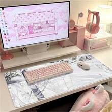 Y2k Art Anime Girl PU Leather Desk Mat, Large Waterproof Anti-Slip Mouse Pad, Retro Manga Table Protector, Washable PU Table Cover, Elegant Long Hair Girl Desktop Decor For Work & Gaming Room - View 4