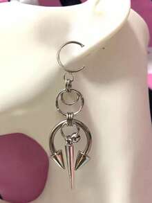 Firehoney 1 Pair Y2K Punk Rock Gothic Avant-Garde Chain Drop Earrings, Personalized Women's Fashion Party Accessory Gift, Versatile Casual Earrings - Silver - View 5