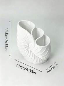 1pc Cute Bow-Shaped Storage Rack, Dual-Compartment Cup Holder, Multi-Function Bathroom Toothbrush & Toothpaste Holder, Vanity Makeup Brush Holder, Bedroom & Kitchen Countertop Decorative Pen & Pencil Organizer - 1 Conch Shell - View 3