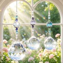 1PC/3PCS Rainbow Suncatcher Hanging Ornaments, Faceted Ball Beaded Pendants For Window, Home, Bedroom, Garden & Boho Decor - Multicolor - View 8