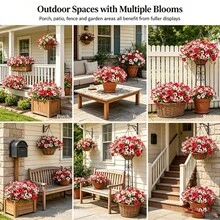1pc/3pcs Pink Morning Glory Artificial Flowers, Fade-Resistant Fake Floral Plants With UV Protection, Suitable For Garden, Dining Table Decor, Home, Wedding Floral Arrangement, Pink Edge, Suitable For Indoor/Outdoor, Christmas, Spring Decoration - Multicolor - View 2