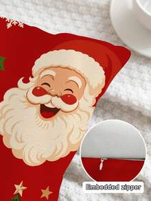 1pc Christmas Theme Plush Pillowcase (Insert Not Included) - Holiday Home Decor, Featuring Santa Claus, Christmas Tree And Gift Box Patterns, Suitable For Sofa, Bench, Living Room And Bedroom; Made Of Soft Fabric With Hidden Zipper Design; Suitable For All Seasons And Machine Washable. - Multicolor - View 5