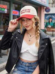 BONNY BOOM 1件刺繡「Put It On My Fiance's」字母棒球帽 卡車司機帽 男女款 Y2K 戶外防曬可調節旅行度假禮物輕量透氣帽 日常街頭休閒穿搭 適合聖誕節、感恩節、嘉年華、新娘婚禮用品、單身派對禮物 - 拼色紅米色 - 查看 6